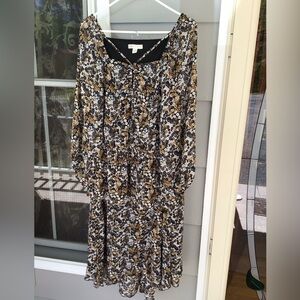 2pc women’s 2 pc set dressy top 16/20w skirt XL brown black floral EUC Cato